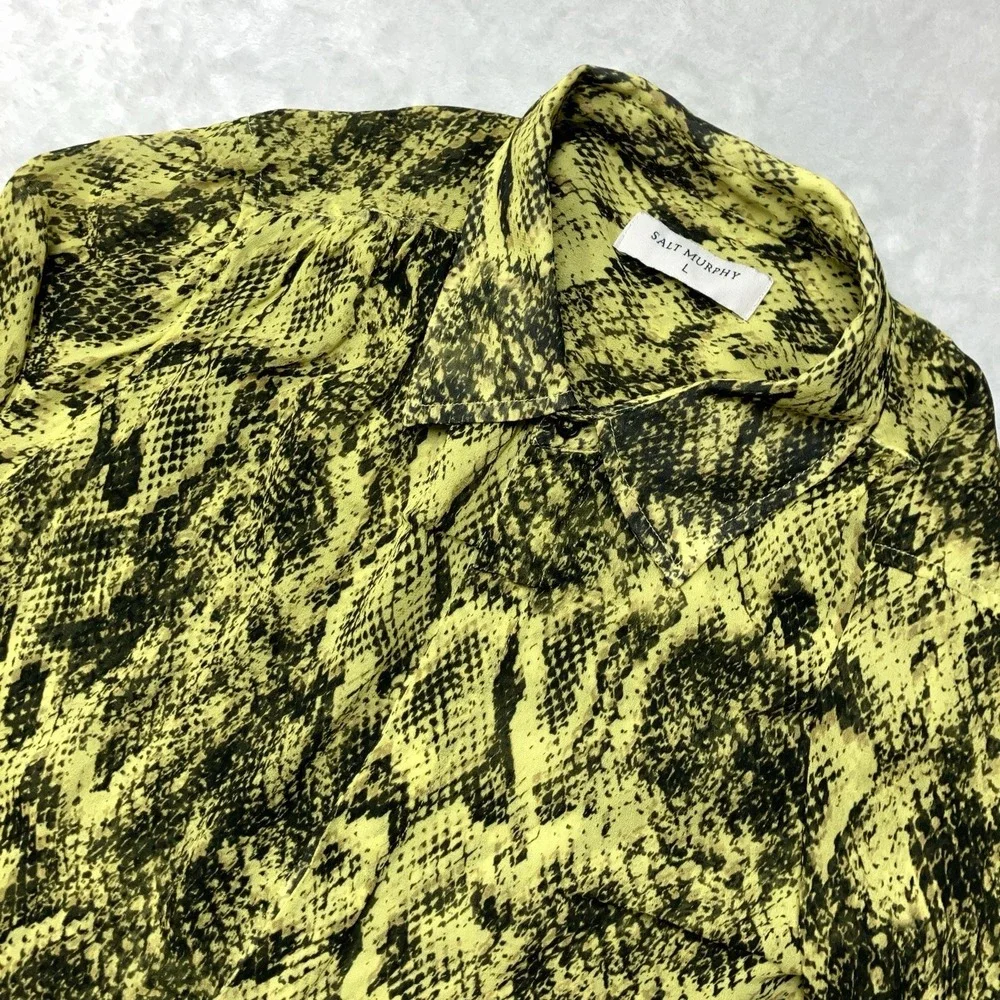 Salt Murphy Snake Print Sheer Long Sleeve Shirt Men Large Lightweight Designer